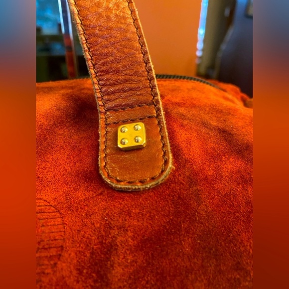 LOEWE Reddish-Auburn Suede Anagram Handbag, GUC - Picture 4 of 16